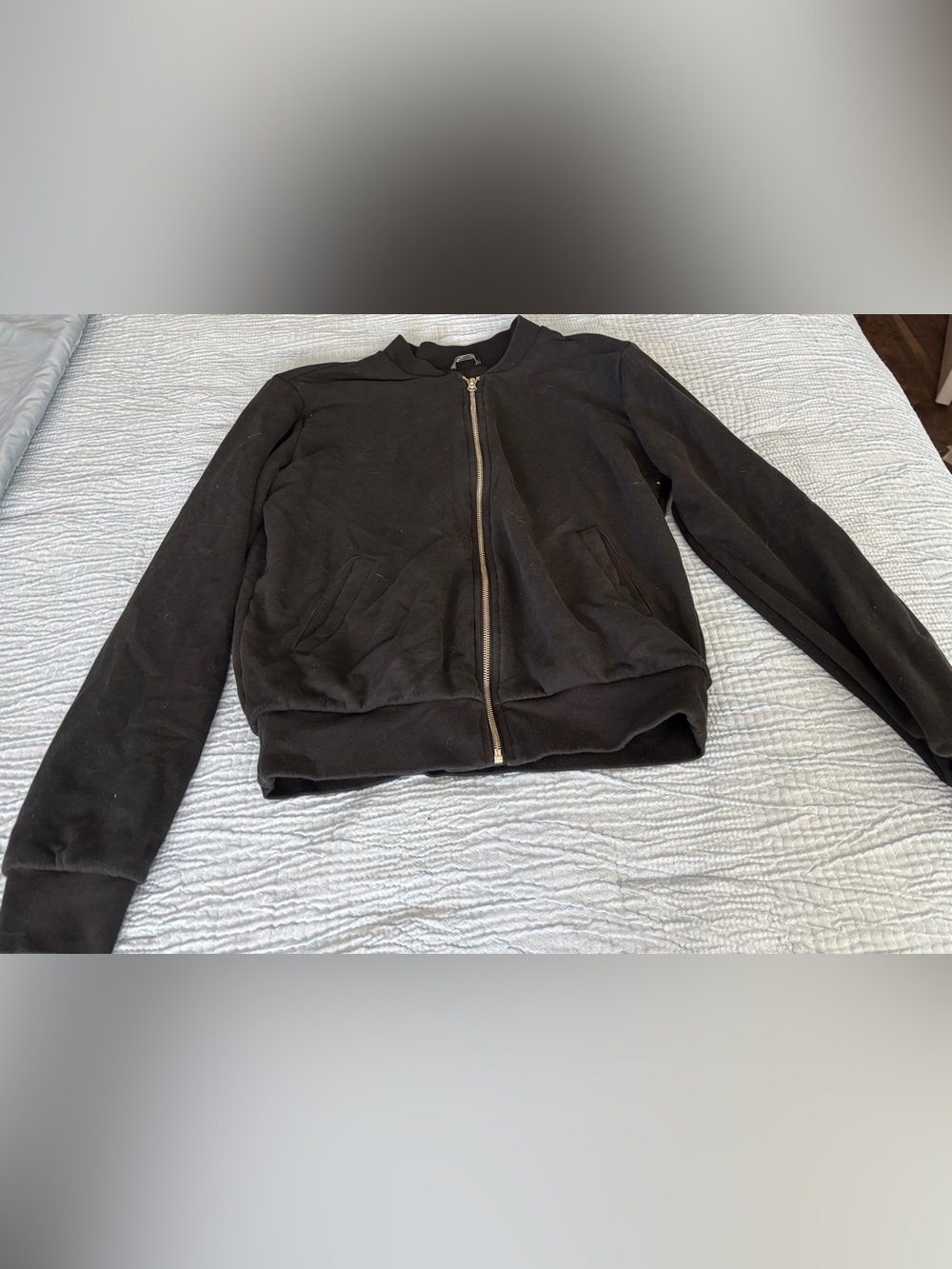 Victoria Sport Black Gym Bomber Jacket - Full Zip Embroidered Logo Back Size S